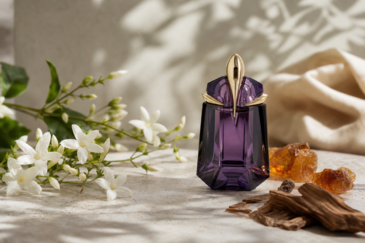 Photographic header image illustrating Mugler Alien im Test: Ist der legendäre Jasmin-Duft noch zeitgemäß?